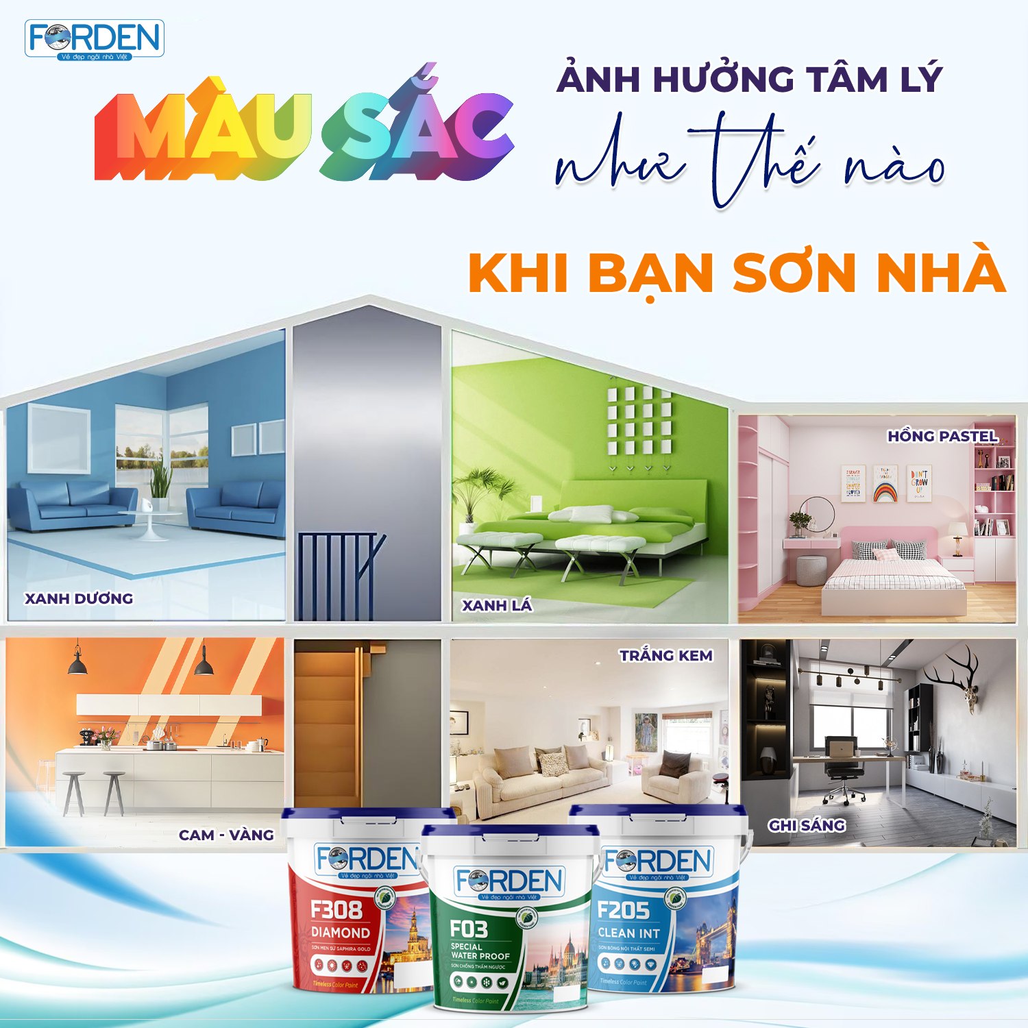 MÀU SƠN NỘI THẤT ĐẸP FORDEN – GỢI Ý 4 GAM MÀU